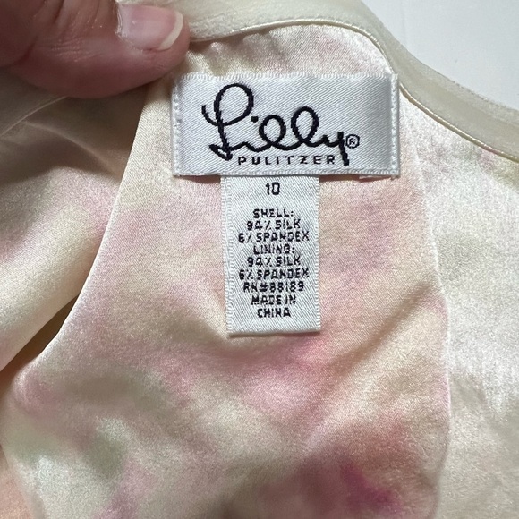 Lilly Pulitzer Vintage Silk Butterfly White Winter Floral Print Quinn Top Sz 10 - Picture 11 of 12